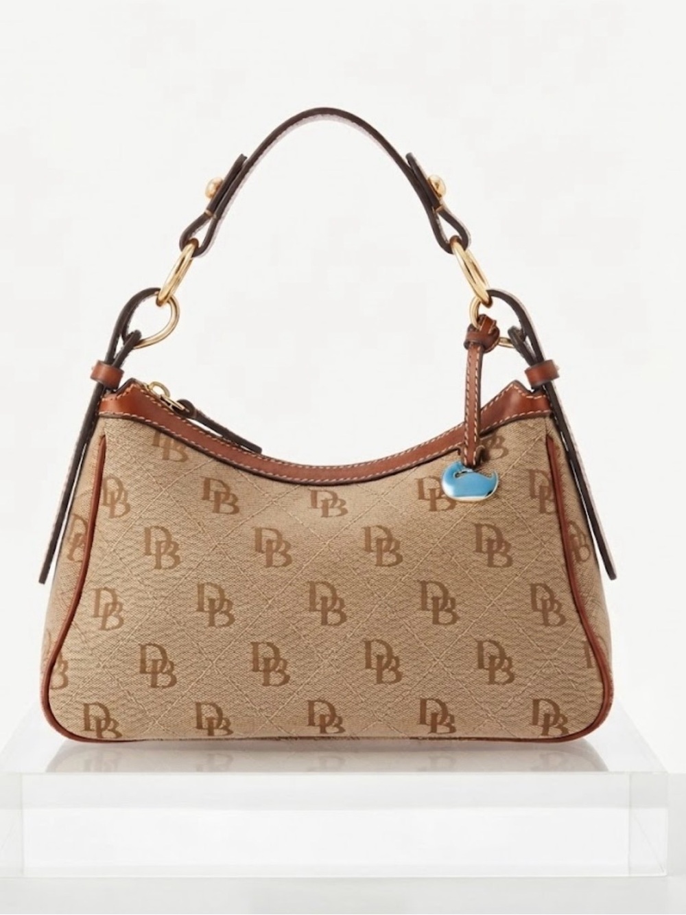 Dooney & Bourke Monogram DB Logo Canvas & Leather Shoulder Bag